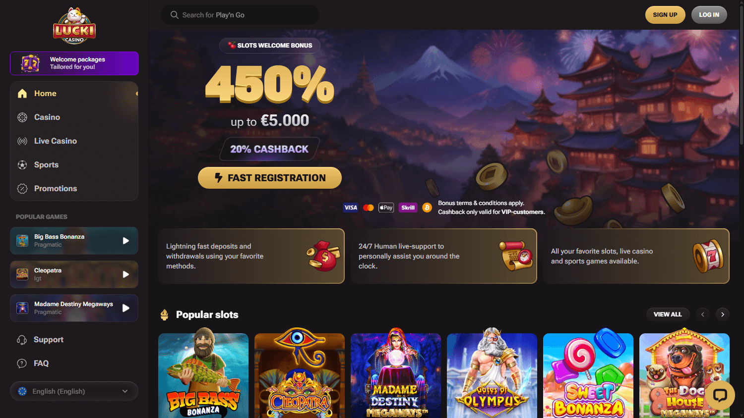 Lucki Casino Näyttökuva tietokoneelle